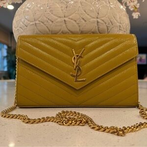 Yves Saint Laurent Mustard Quilted Leather Clutch